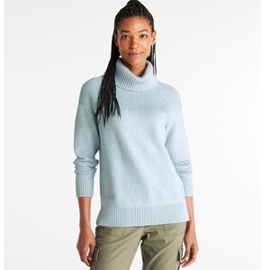 L.L.Bean All-Day Waffle Sweater, Turtleneck, light blue,  XS